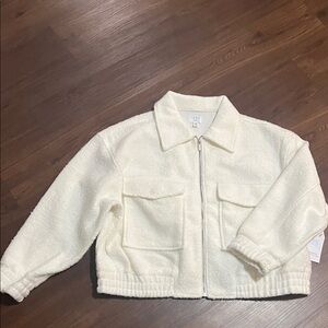 Time and Tru Cream Zip-Up Jacket
